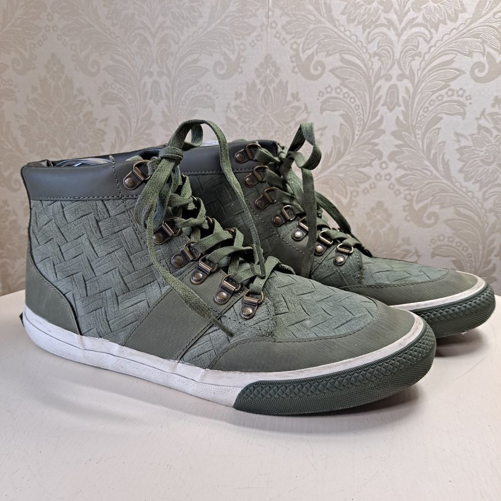 Generic Surplus Sierra Mens Size 10 Army Green Hi Top Suede Sneakers Basketweave
